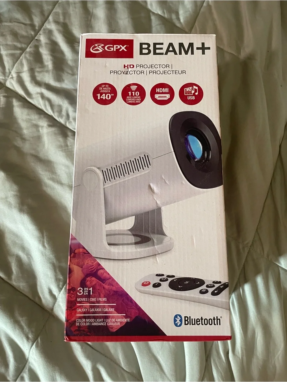 GPX Beam+ White HD Bluetooth Projector